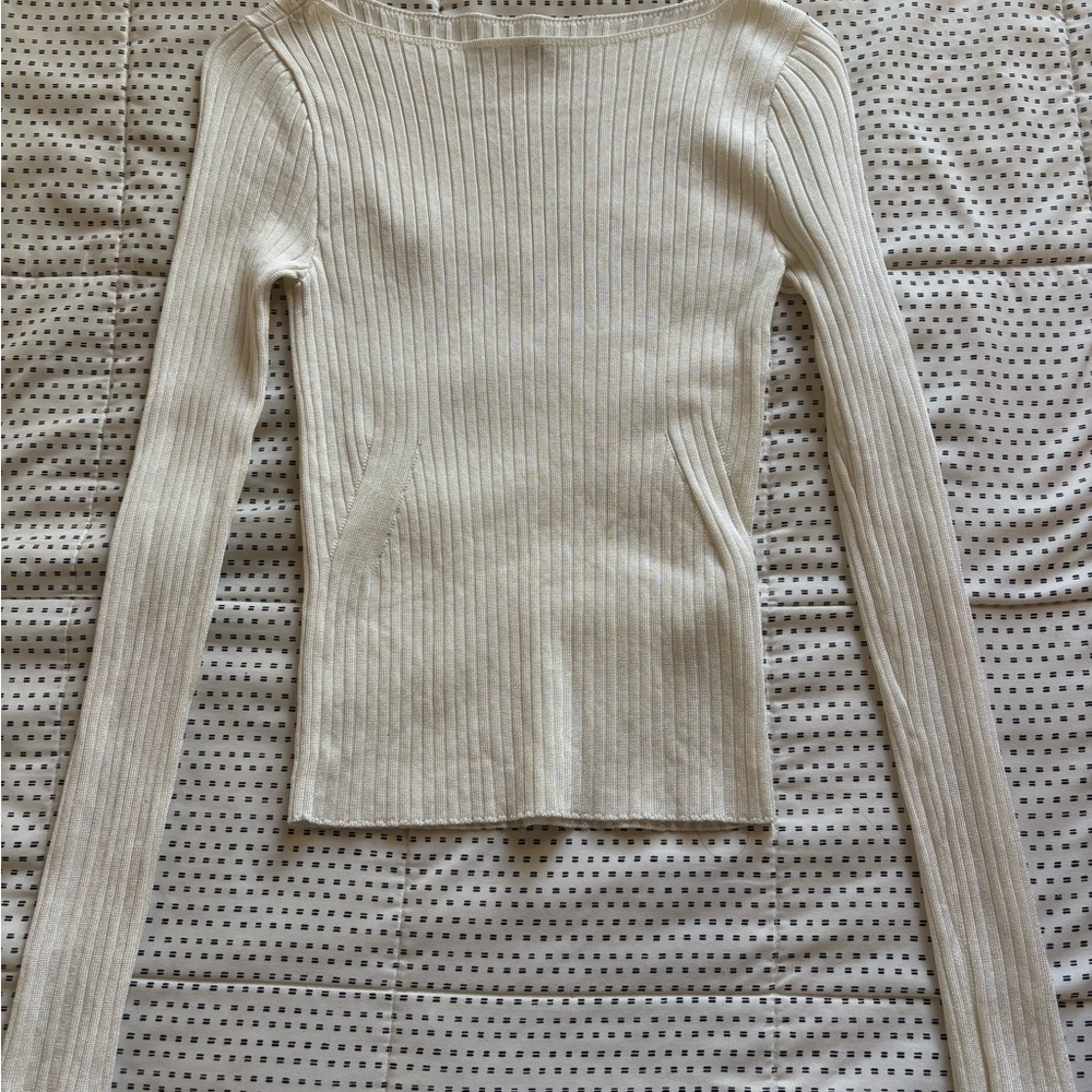 Abercrombie & Fitch Cream Ribbed Knit Top